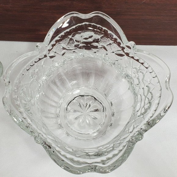 Set of 2 Floral Lace Votive Candleholder clear crystal embossed flowers fluted - Picture 6 of 9